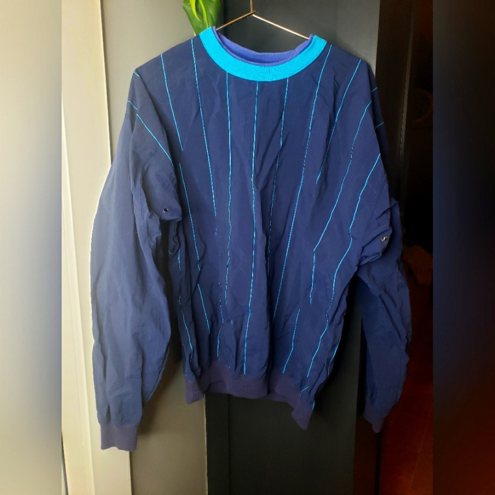 Vintage Eddie Bauer windbreaker pullover navy stripe size large